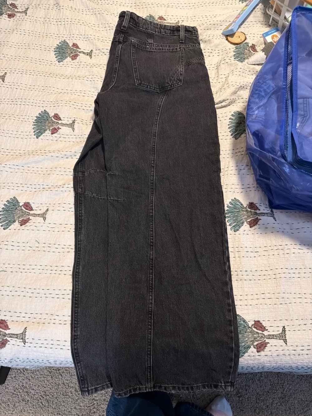 Wild Fable Women’s Size 8 Black Wide Leg Jeans Seam Detail High Rise Denim - Picture 5 of 6